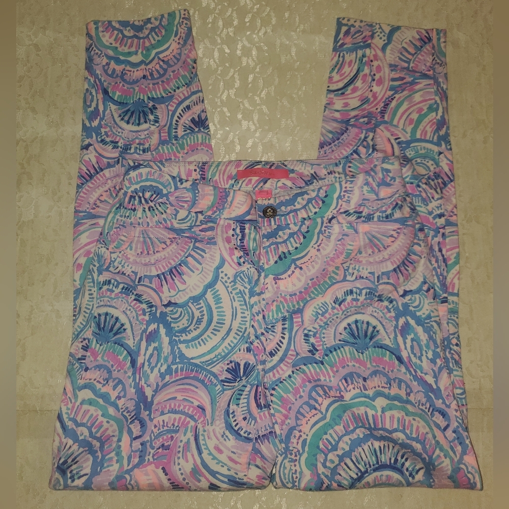 Lilly Pulitzer Kelly Skinny Ankle Pants Happy As A Clam Sz 0 - Picture 3 of 8